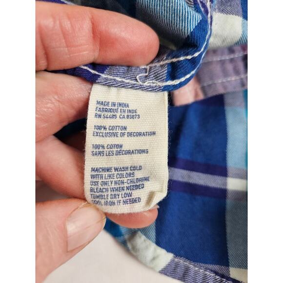 American Eagle Outfitters Blue Plaid Button Down Shirt - Picture 7 of 8